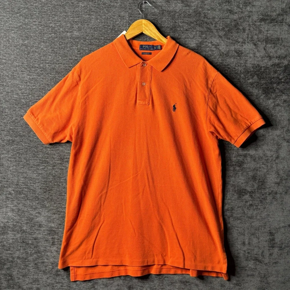 Polo Ralph Lauren Mens XL Orange Classic Fit Short Sleeve Pique Polo Shirt